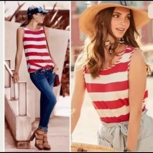 CABI striped asymmetrical tank - Picture 1 of 4